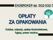 Opłaty produktowe, tel. 502-032-782. Obliczanie. Wykaz, sprawozdanie, cena